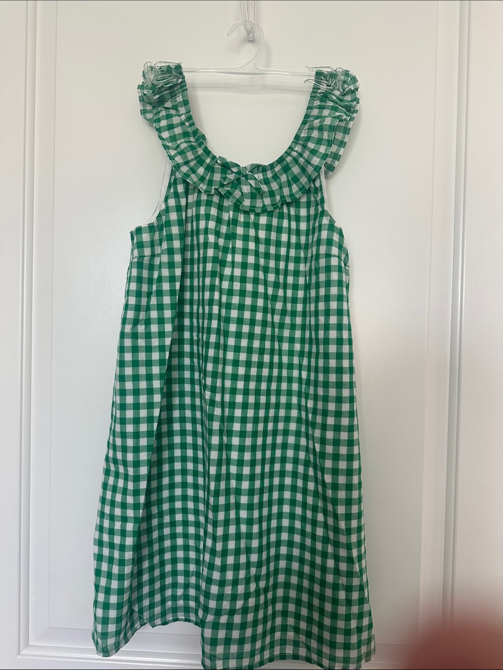 Crewcuts Green and White Gingham Ruffled Sundress